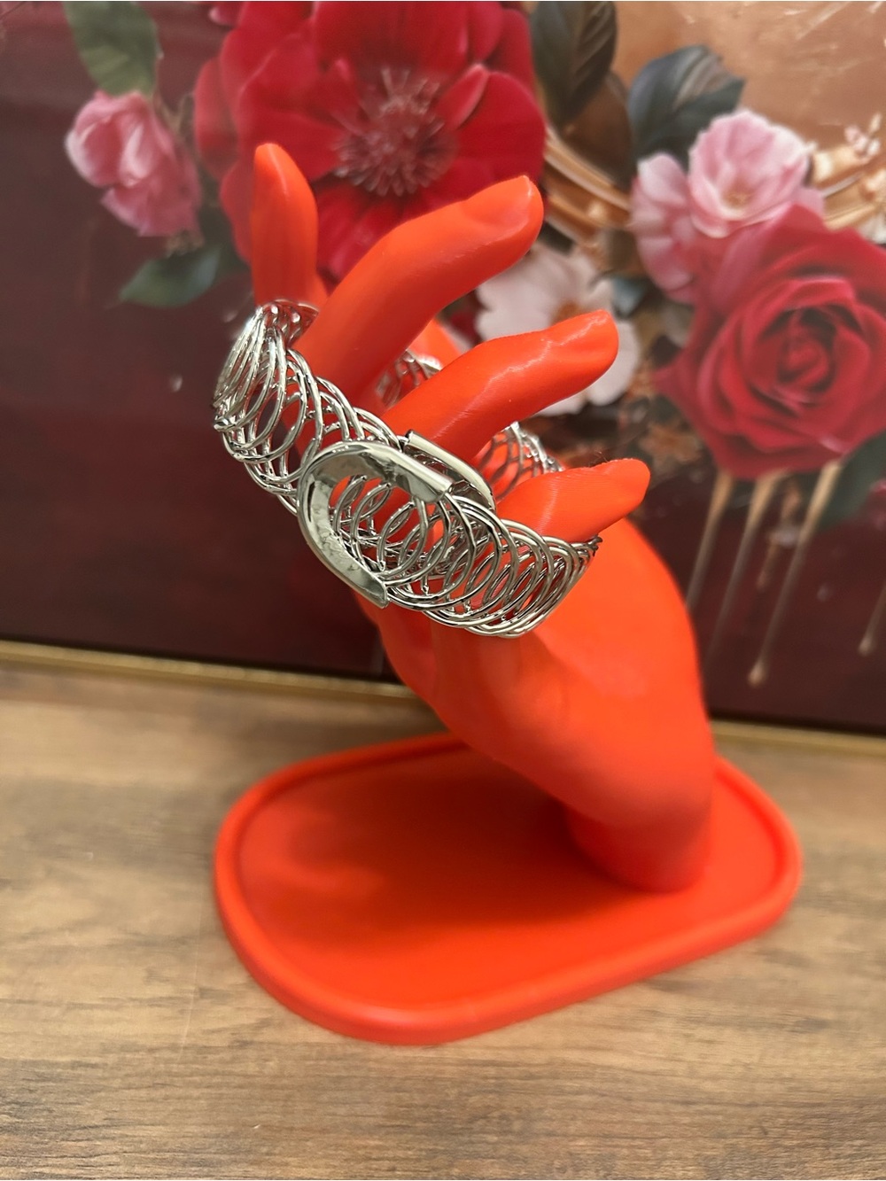 Elegant Silver Tone Coil Bracelet